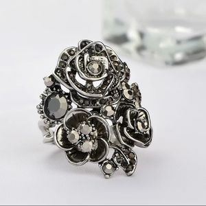 Black Rose Petal Diamond Ring